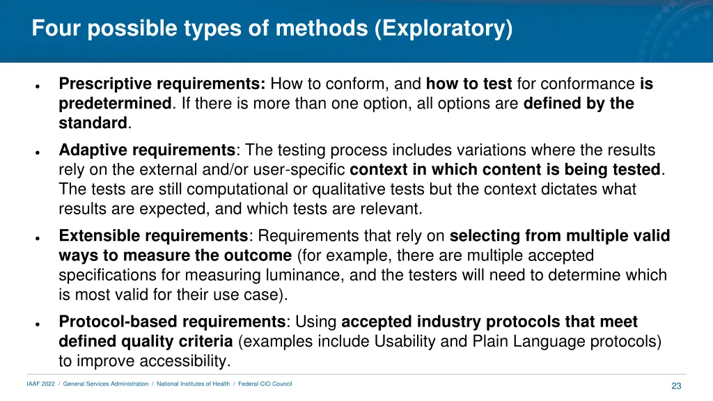 four possible types of methods exploratory
