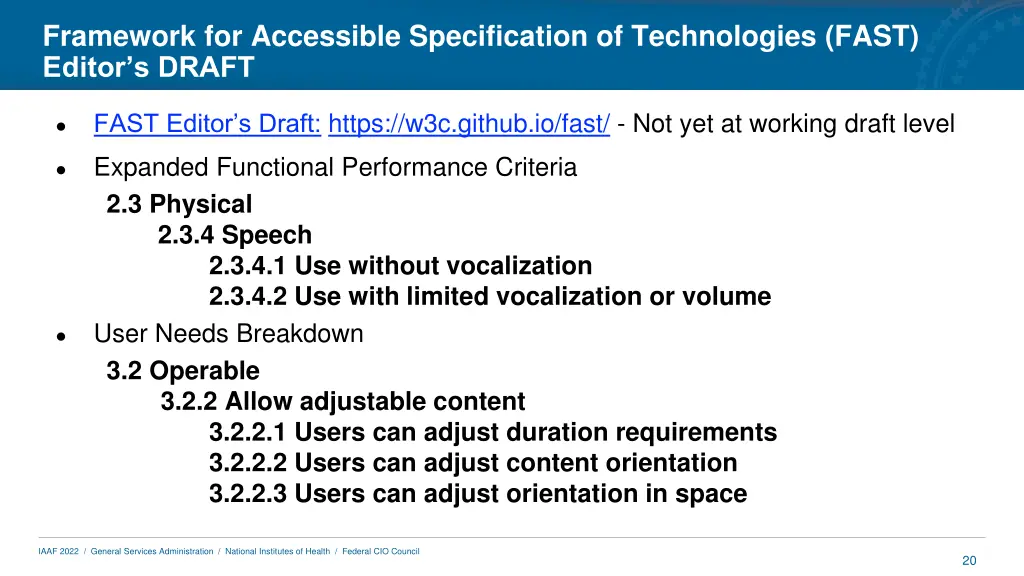 framework for accessible specification