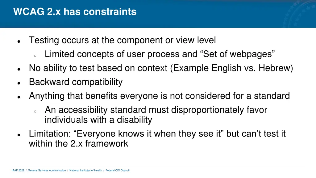 wcag 2 x has constraints