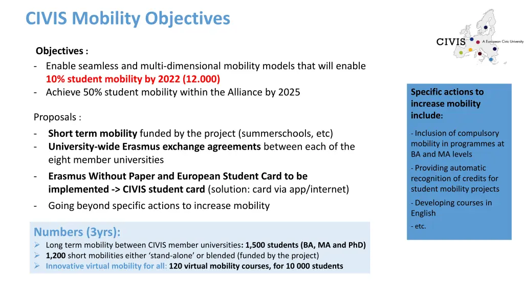 civis mobility objectives
