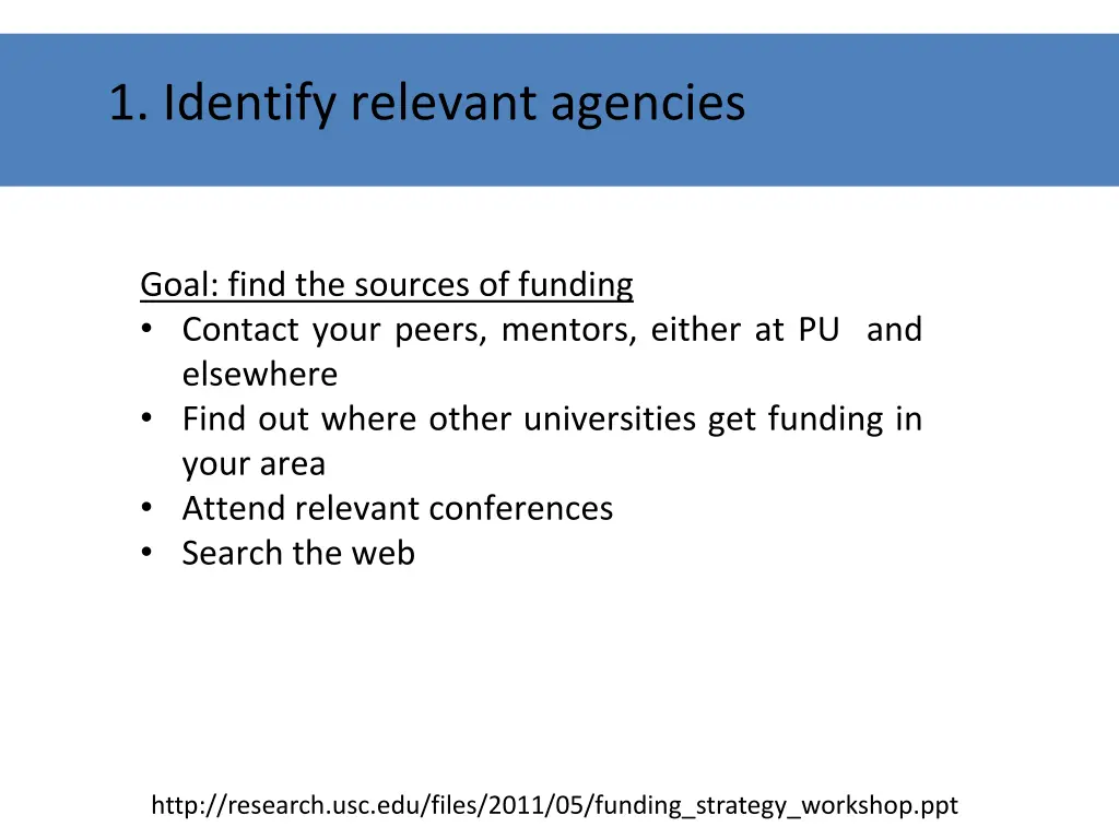 1 identify relevant agencies