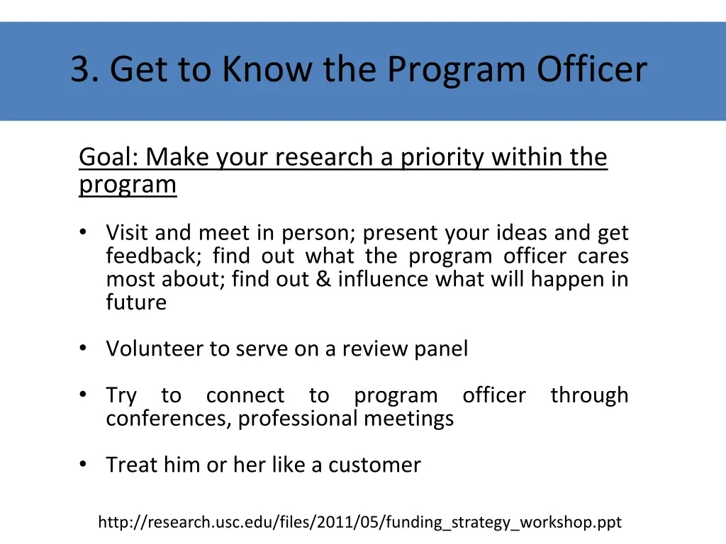 3 get to know the program officer