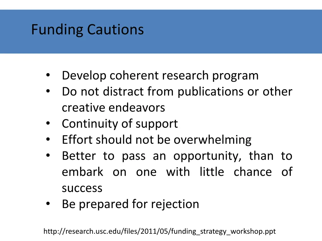 funding cautions