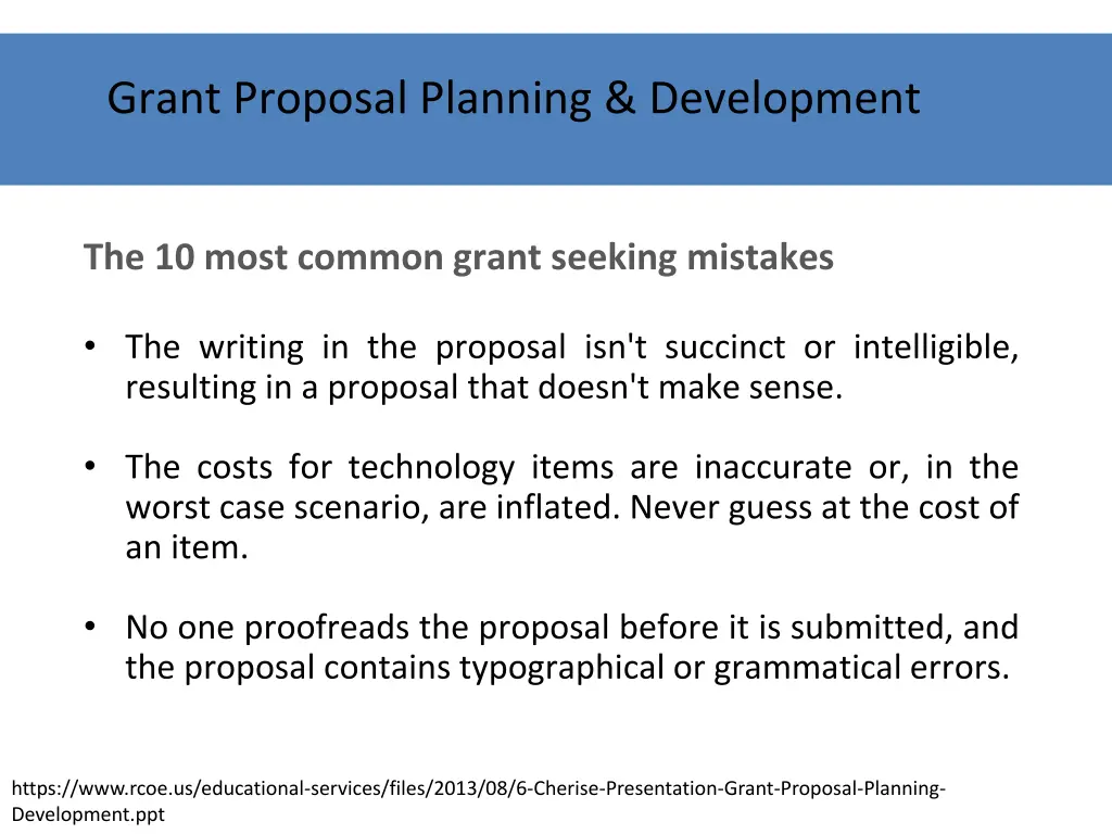 grant proposal planning development