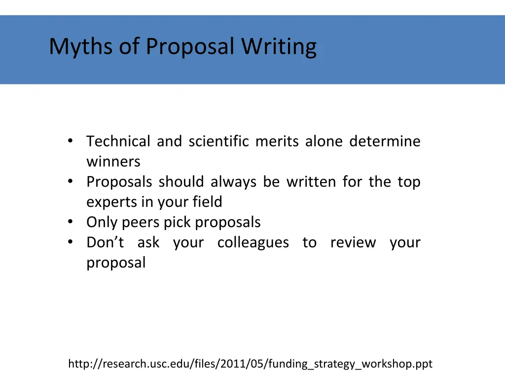 myths of proposal writing