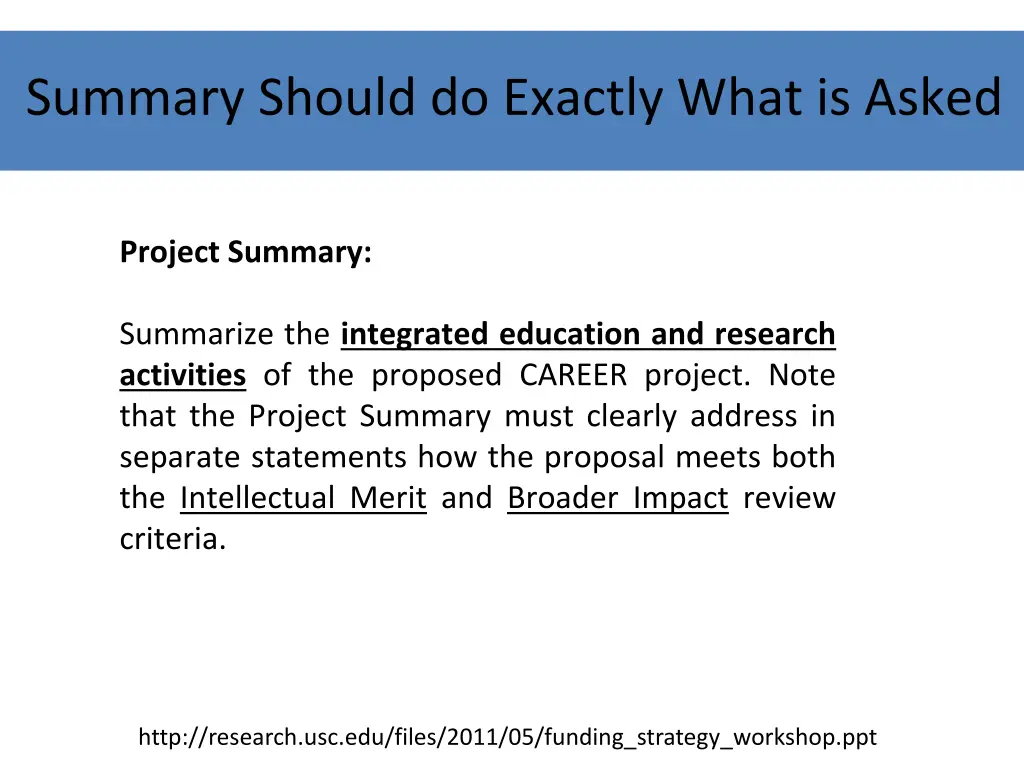 summary should do exactly what is asked