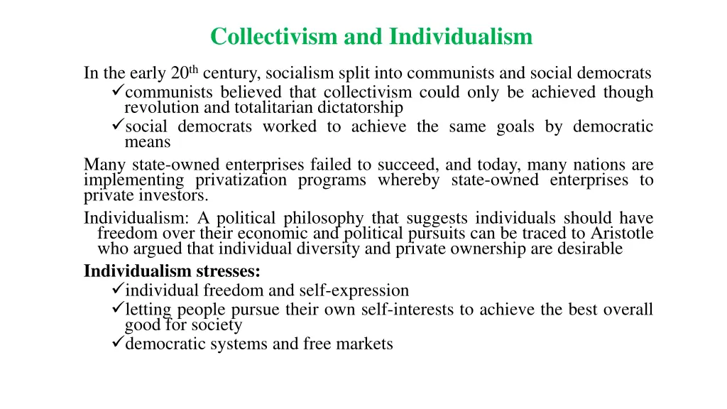 collectivism and individualism