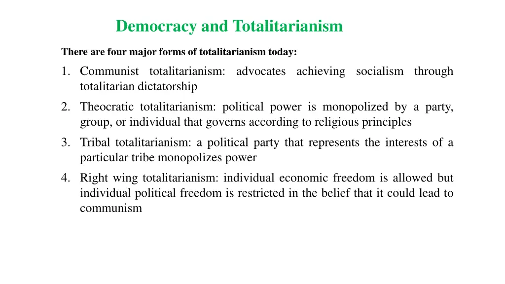 democracy and totalitarianism 2