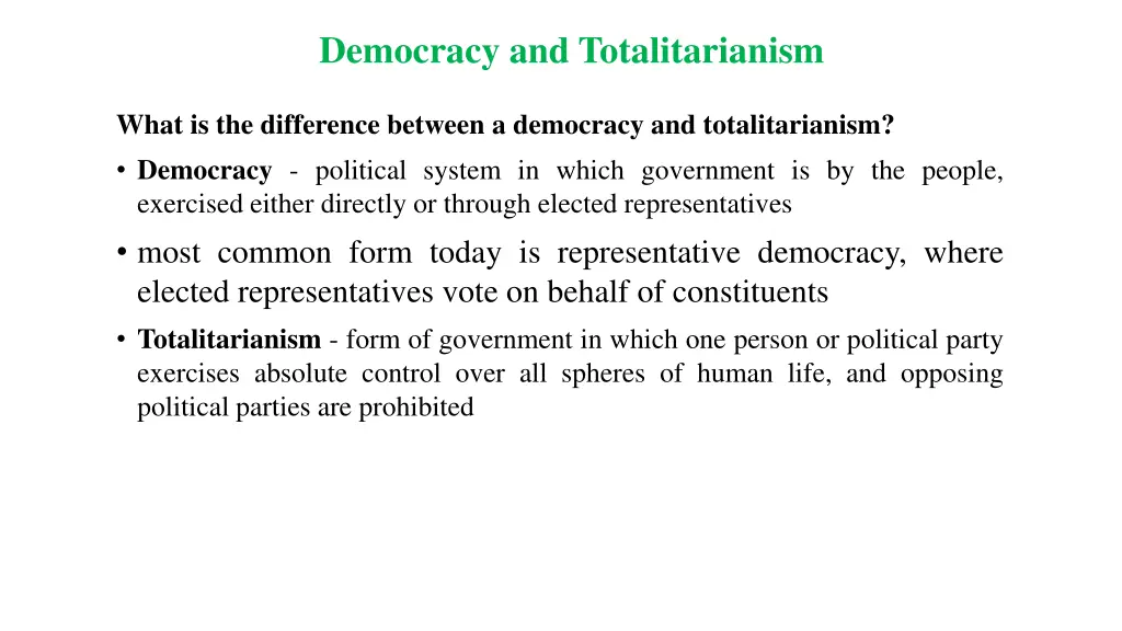 democracy and totalitarianism