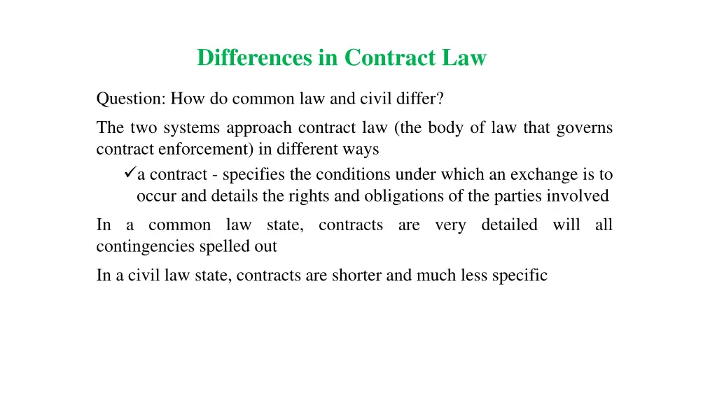 differences in contract law
