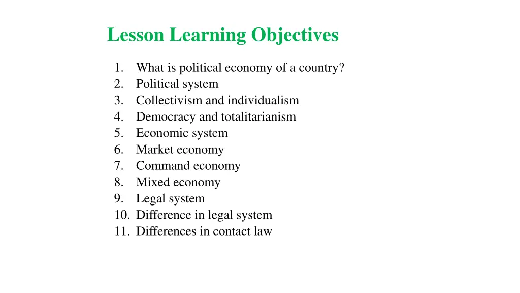lesson learning objectives