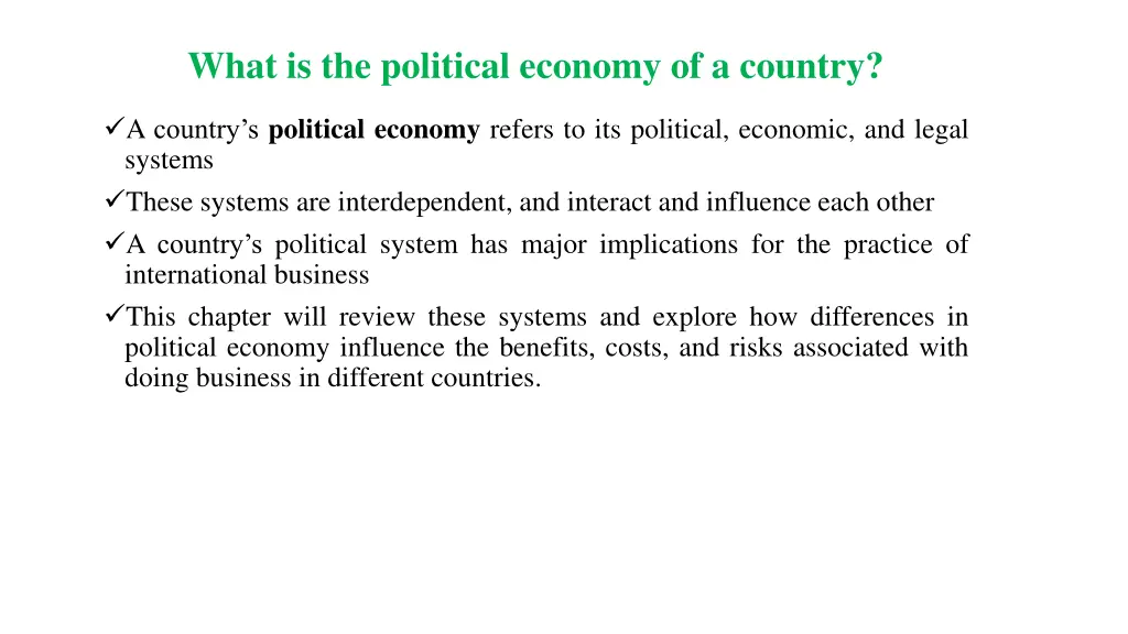 what is the political economy of a country