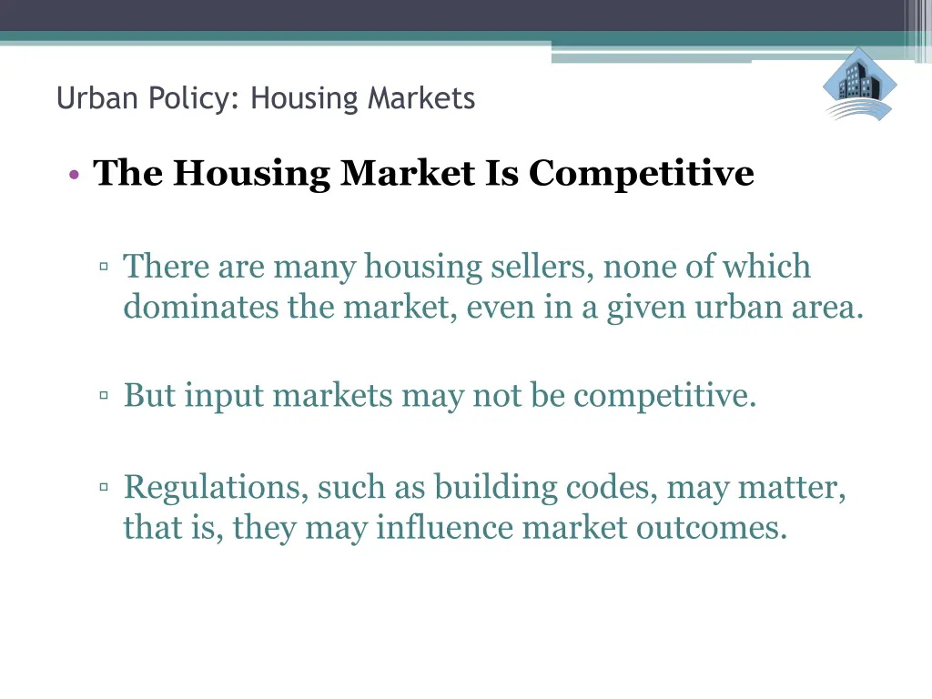 urban policy housing markets 1