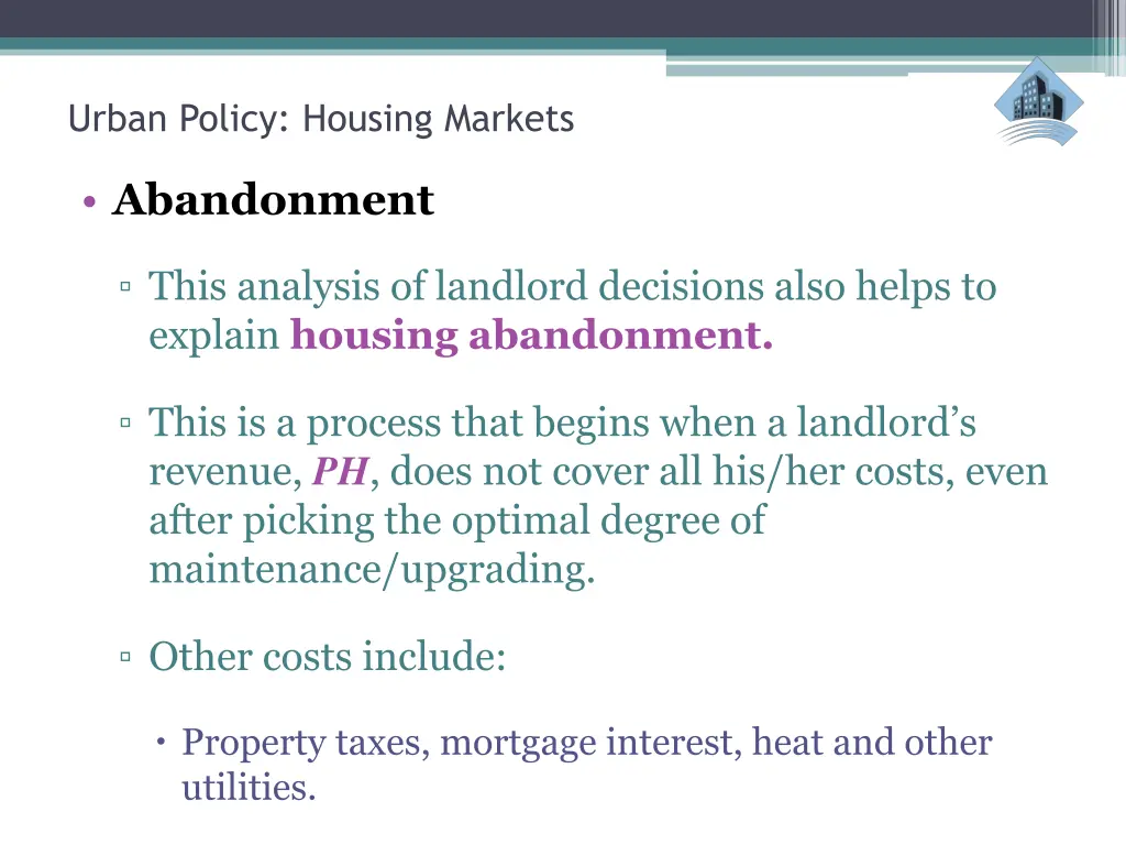 urban policy housing markets 12