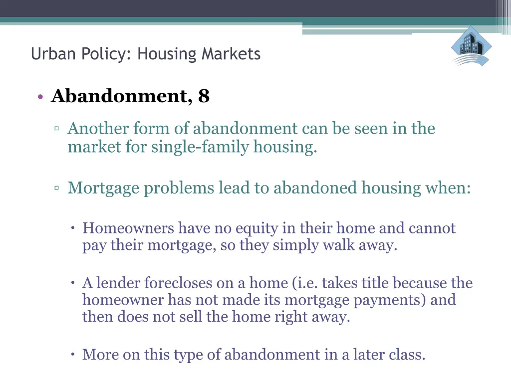 urban policy housing markets 19