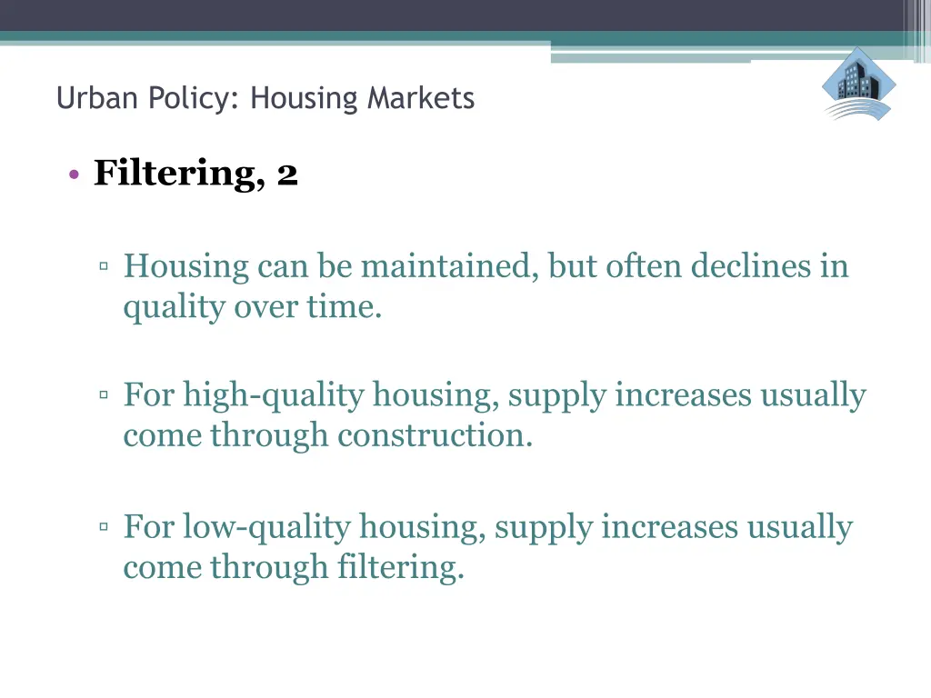 urban policy housing markets 21