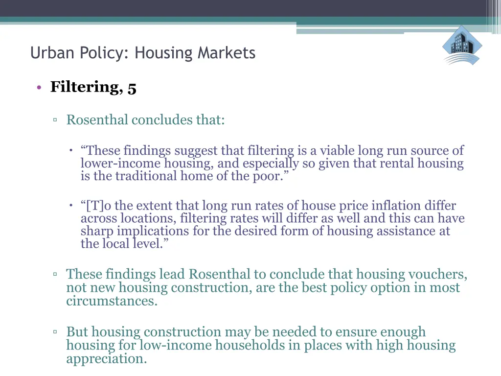 urban policy housing markets 24