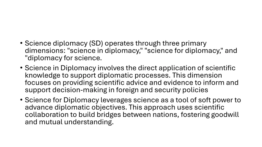 science diplomacy sd operates through three