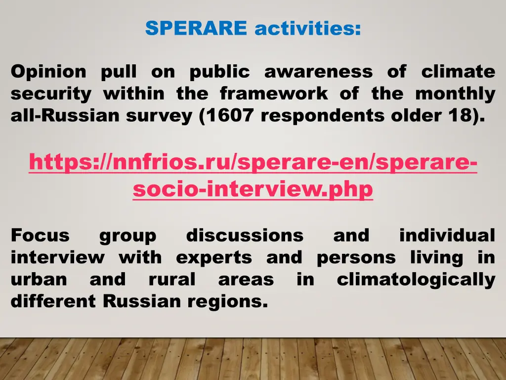 sperare activities