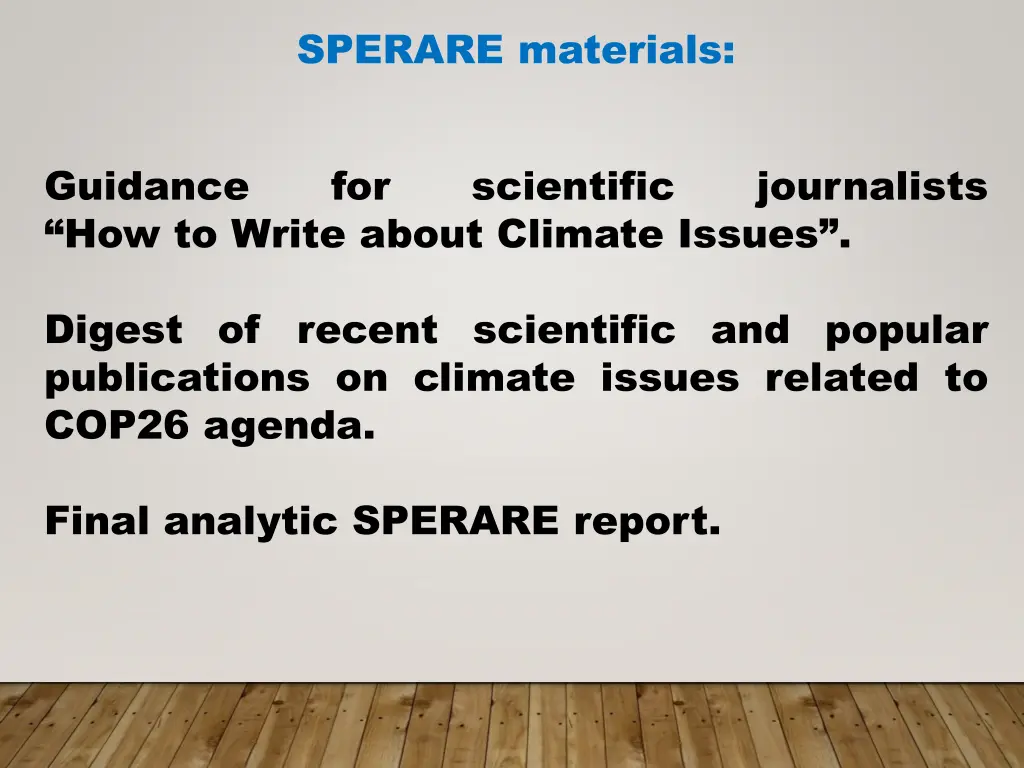 sperare materials