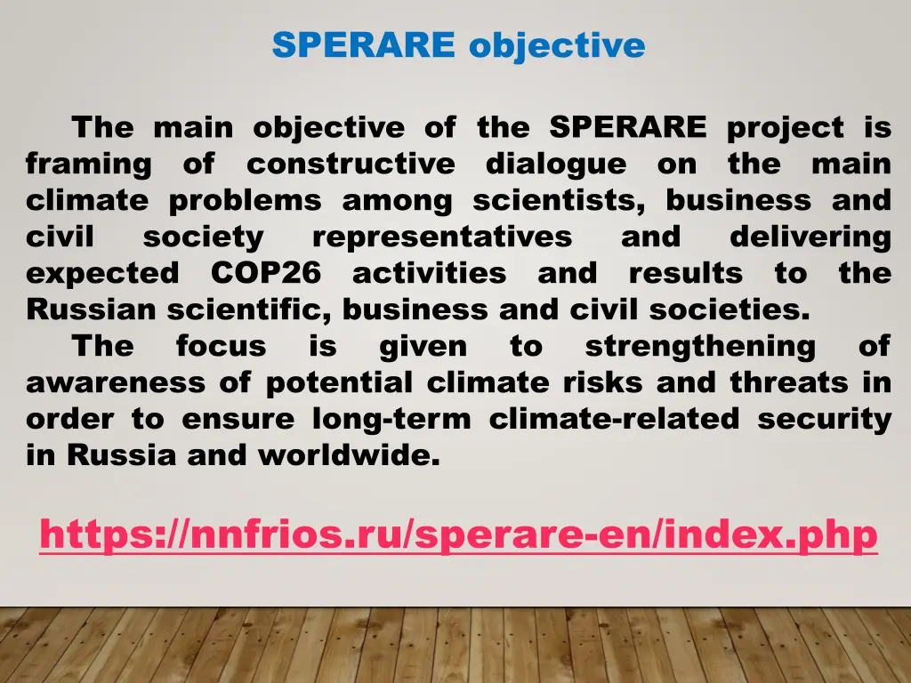 sperare objective