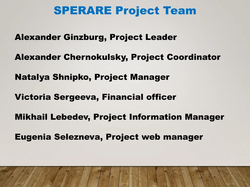 sperare project team