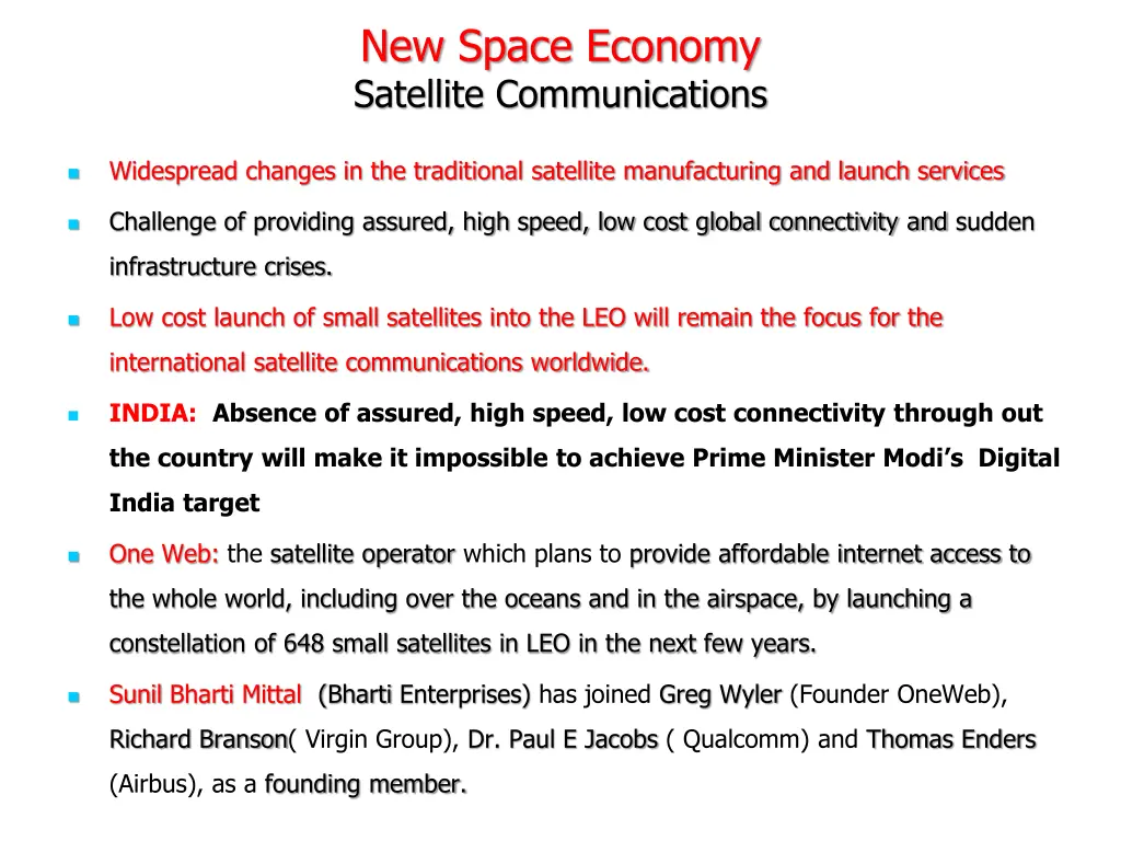 new space economy satellite communications
