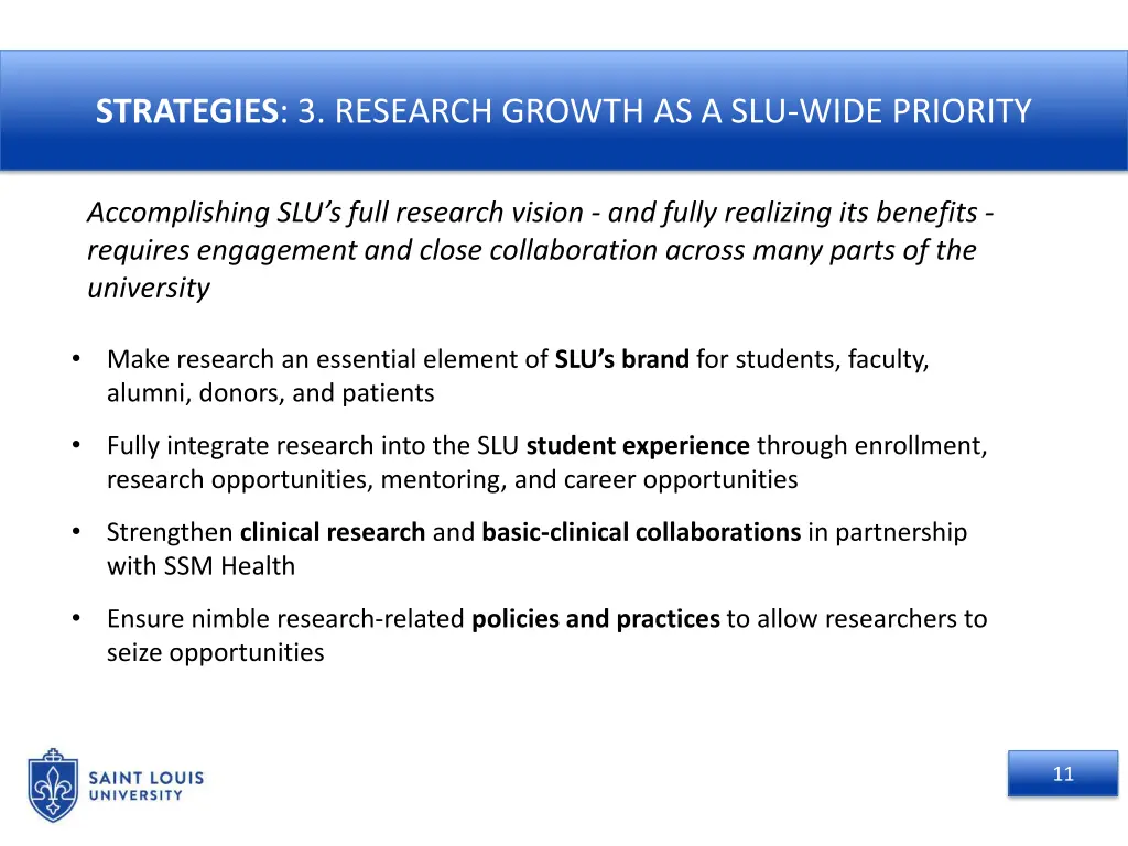 strategies 3 research growth as a slu wide