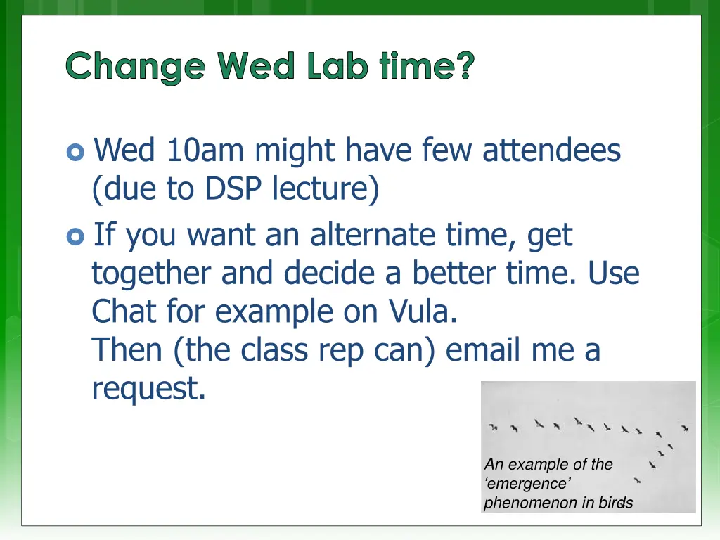 change wed lab time