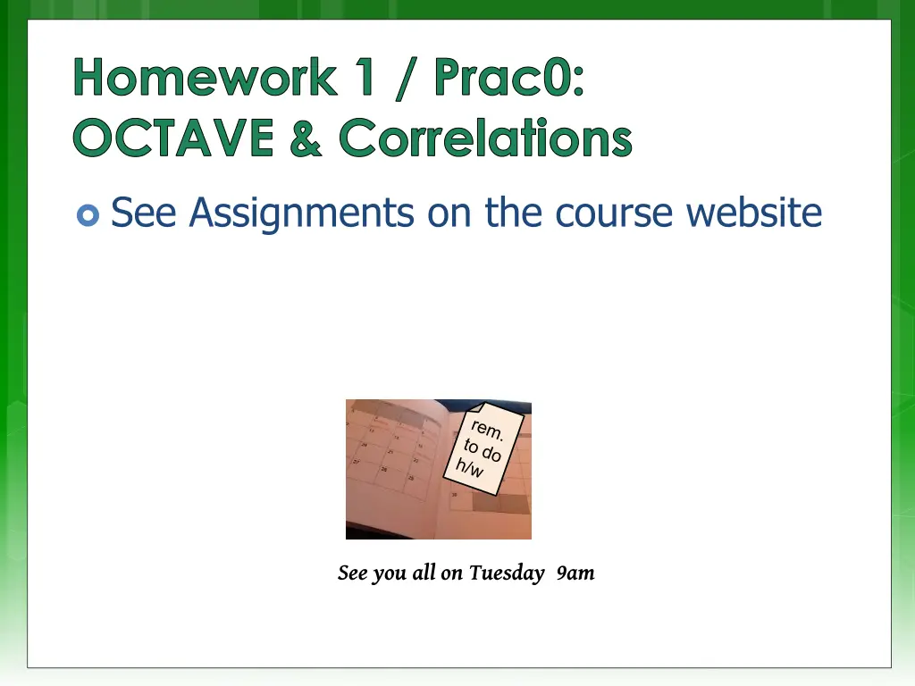 homework 1 prac0 octave correlations