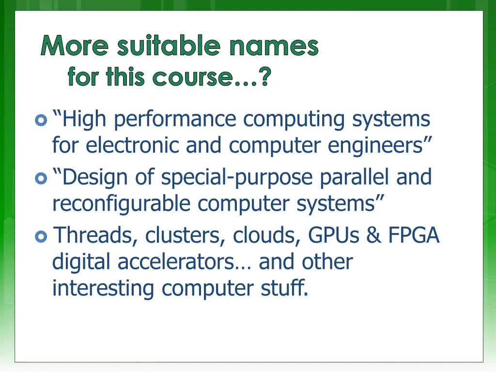more suitable names for this course