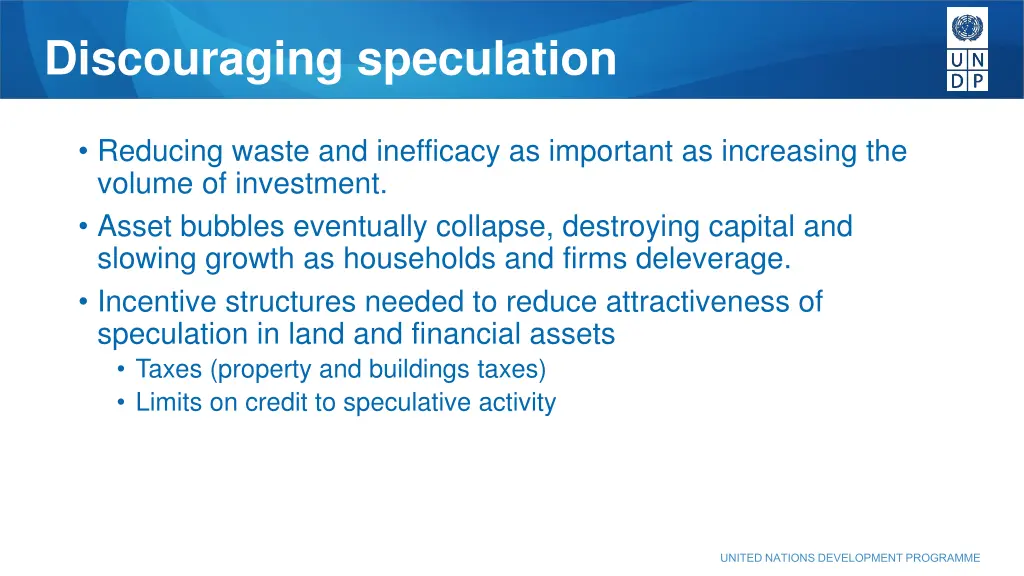 discouraging speculation