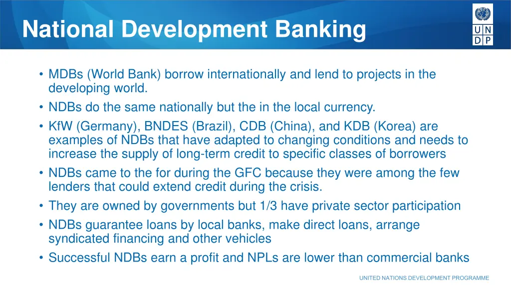 national development banking