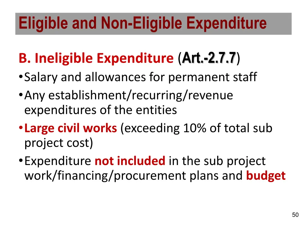 eligible and non eligible expenditure 1