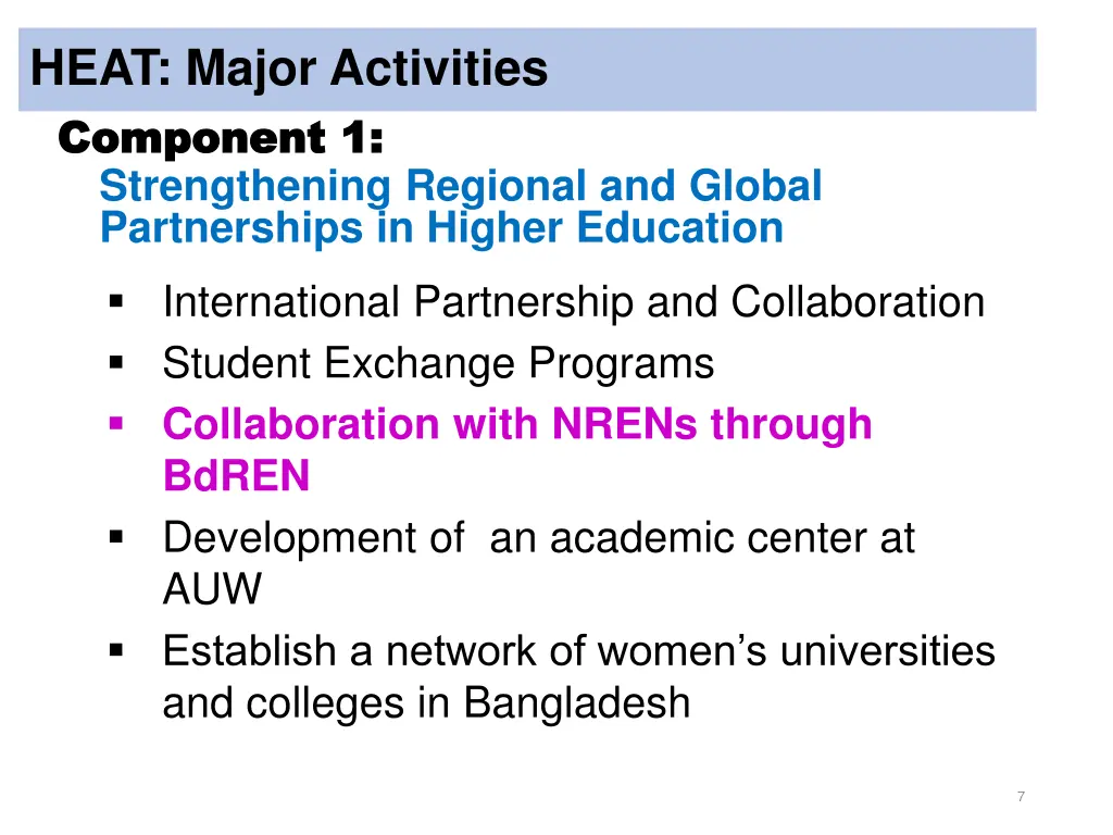 heat major activities component 1 component