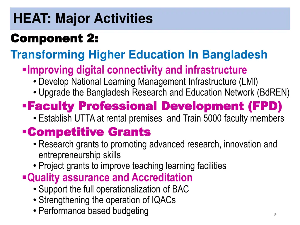 heat major activities component 2 component