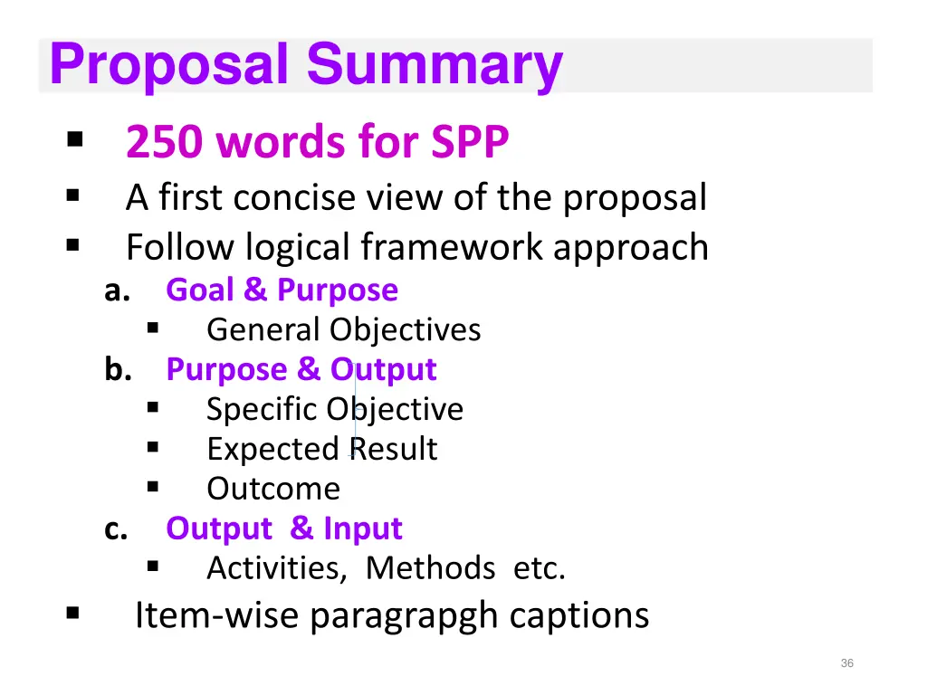 proposal summary 250 words for spp a first