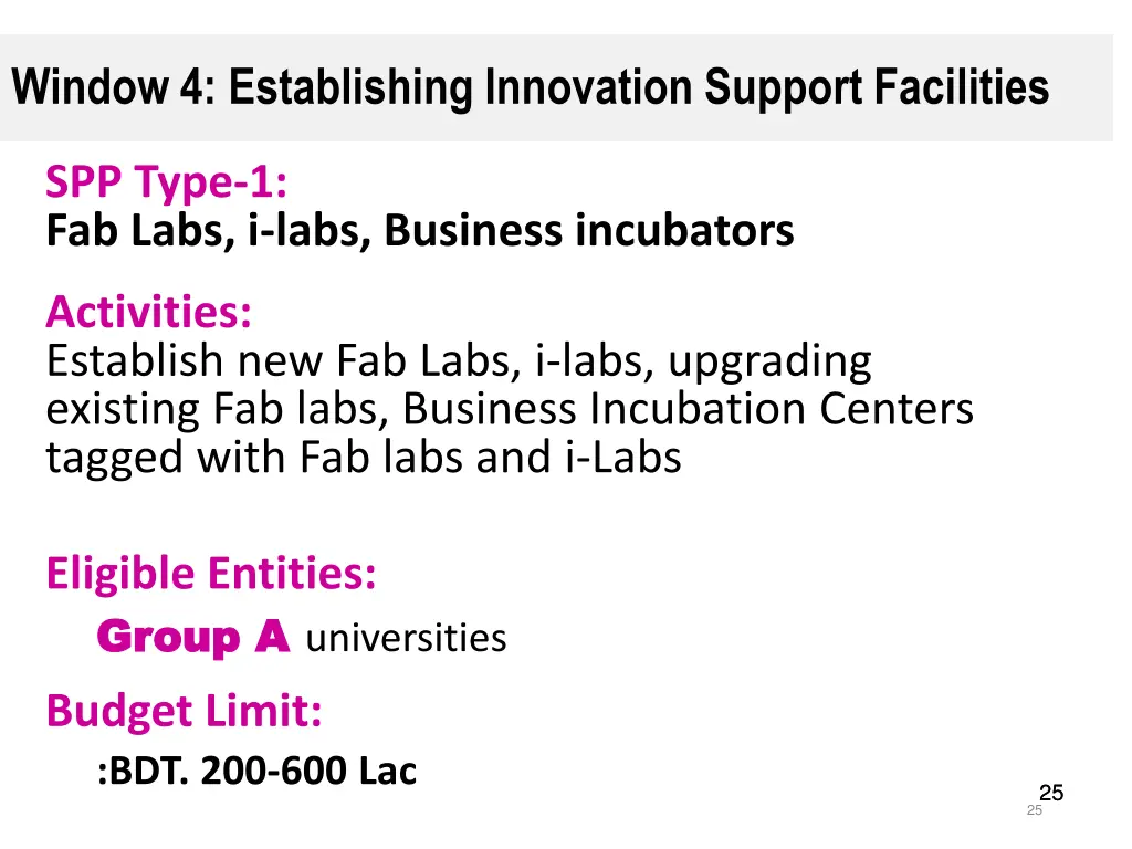 window 4 establishing innovation support