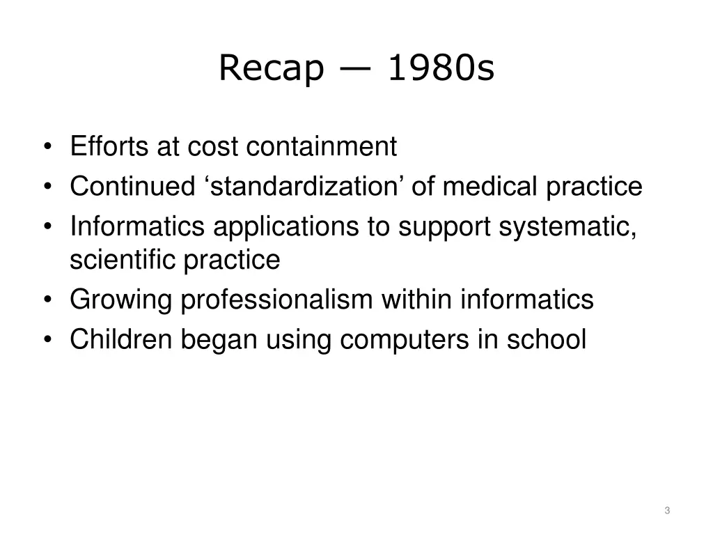 recap 1980s