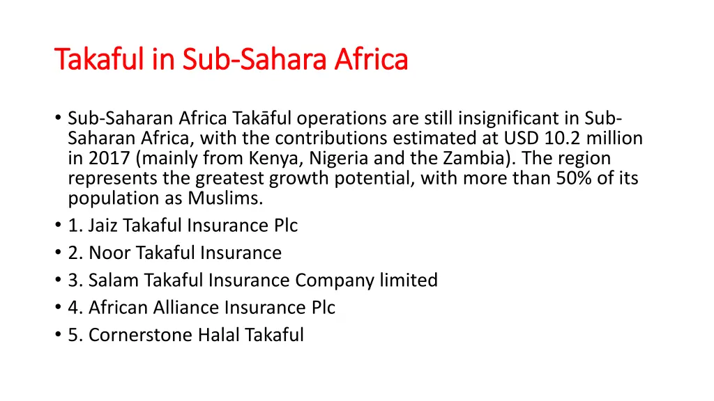 takaful in sub takaful in sub sahara africa