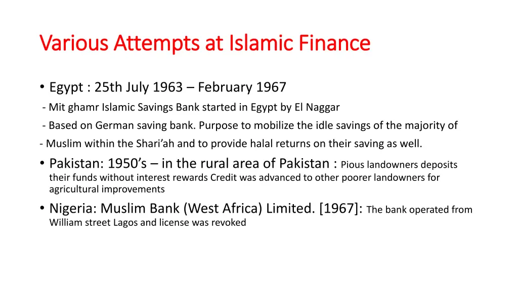various attempts at islamic finance various