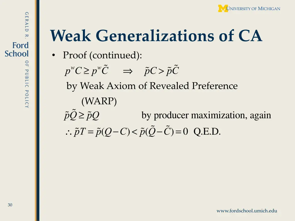 weak generalizations of ca proof continued