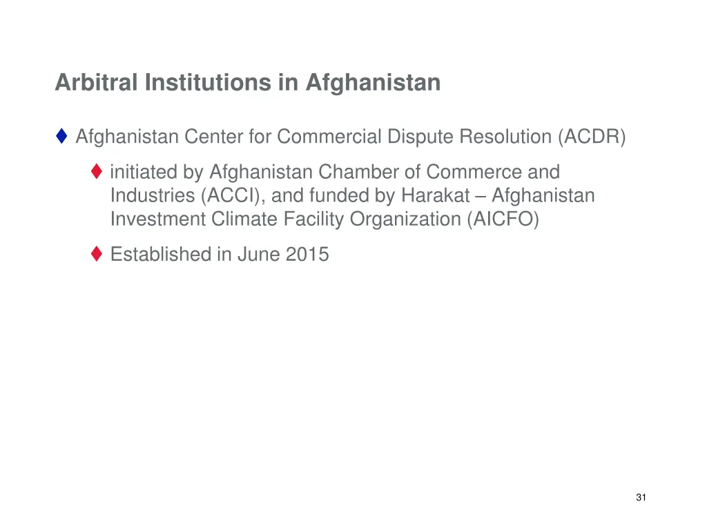 arbitral institutions in afghanistan