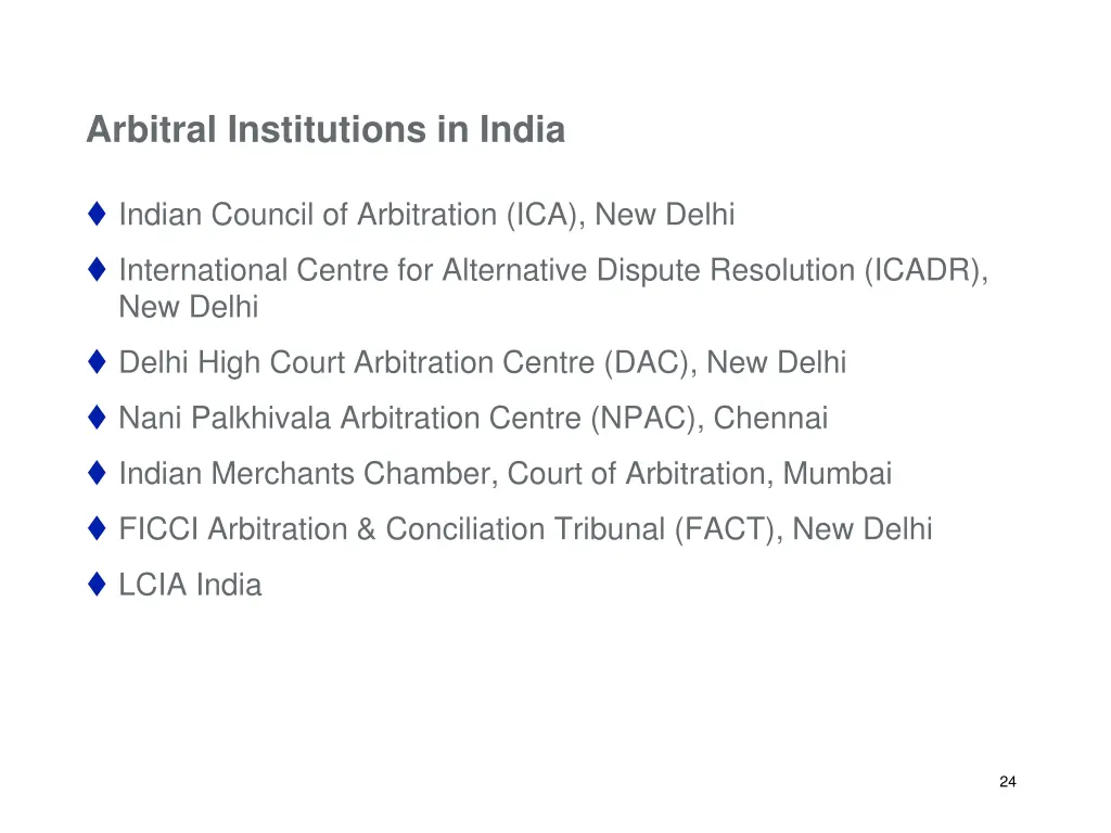 arbitral institutions in india