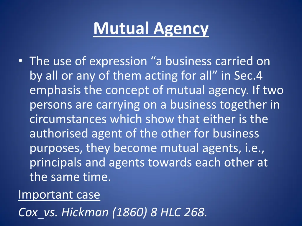 mutual agency