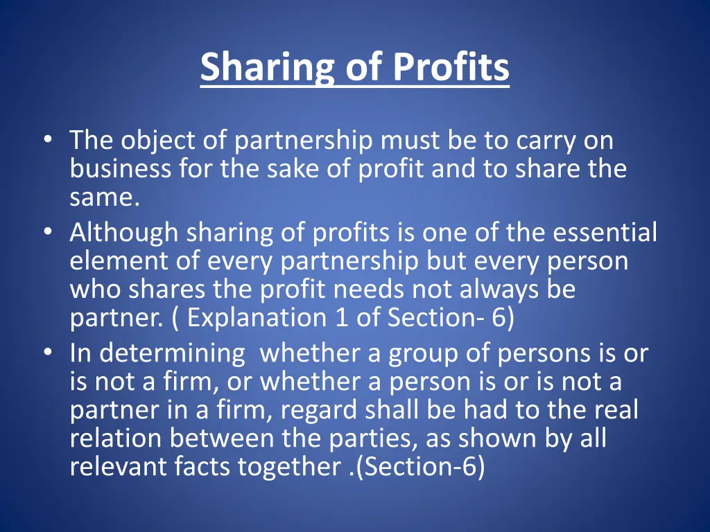 sharing of profits