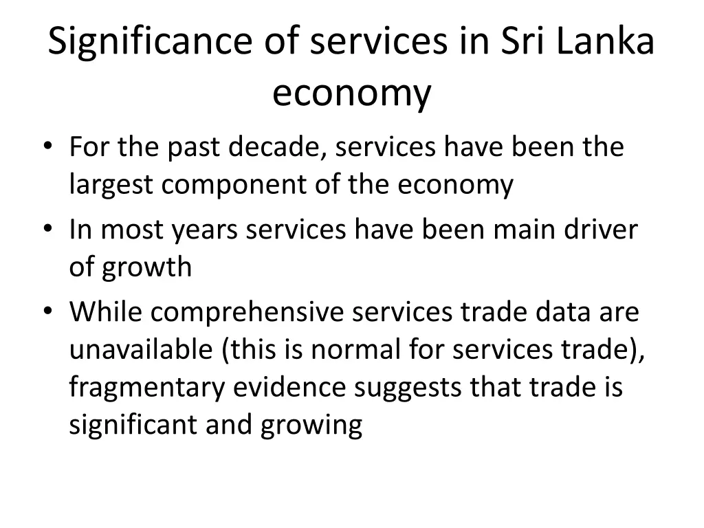 significance of services in sri lanka economy