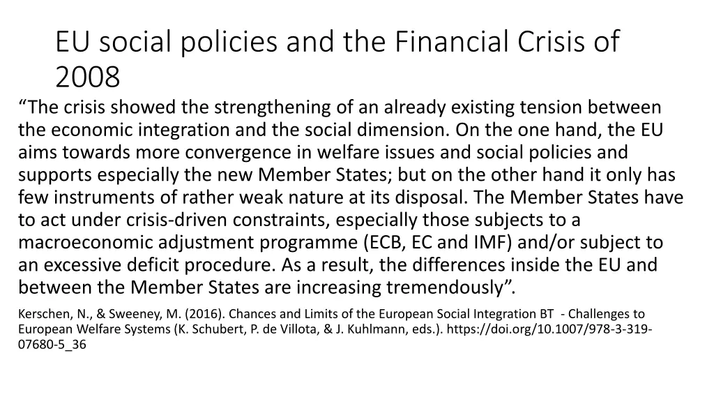 eu social policies and the financial crisis