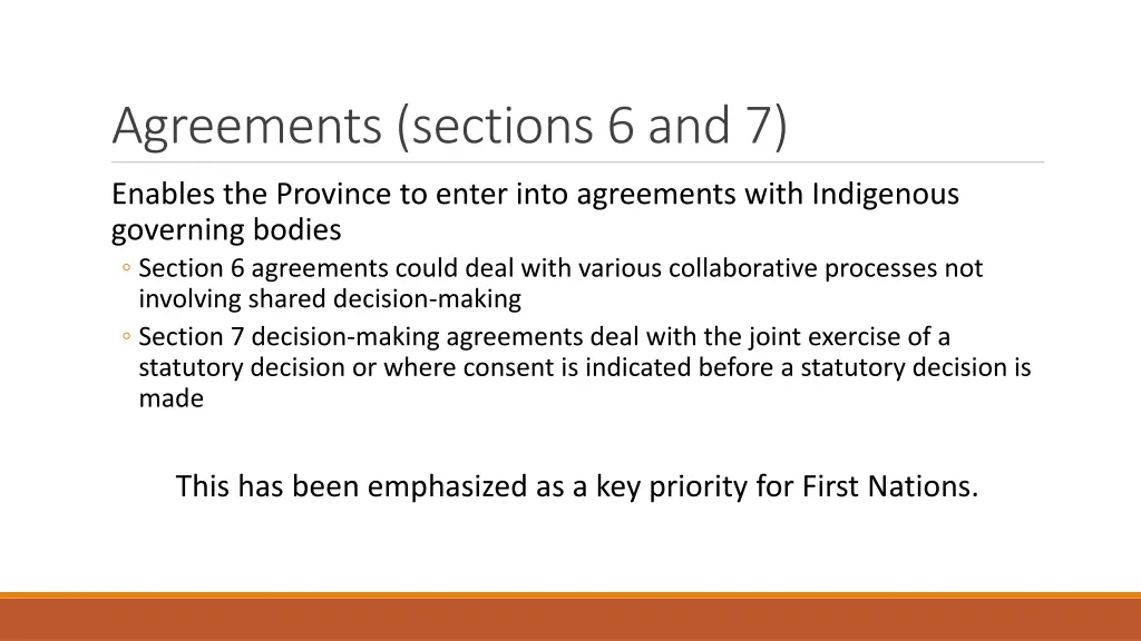 agreements sections 6 and 7