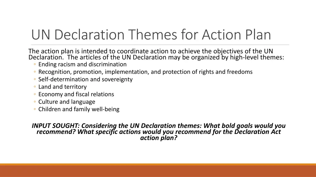 un declaration themes for action plan